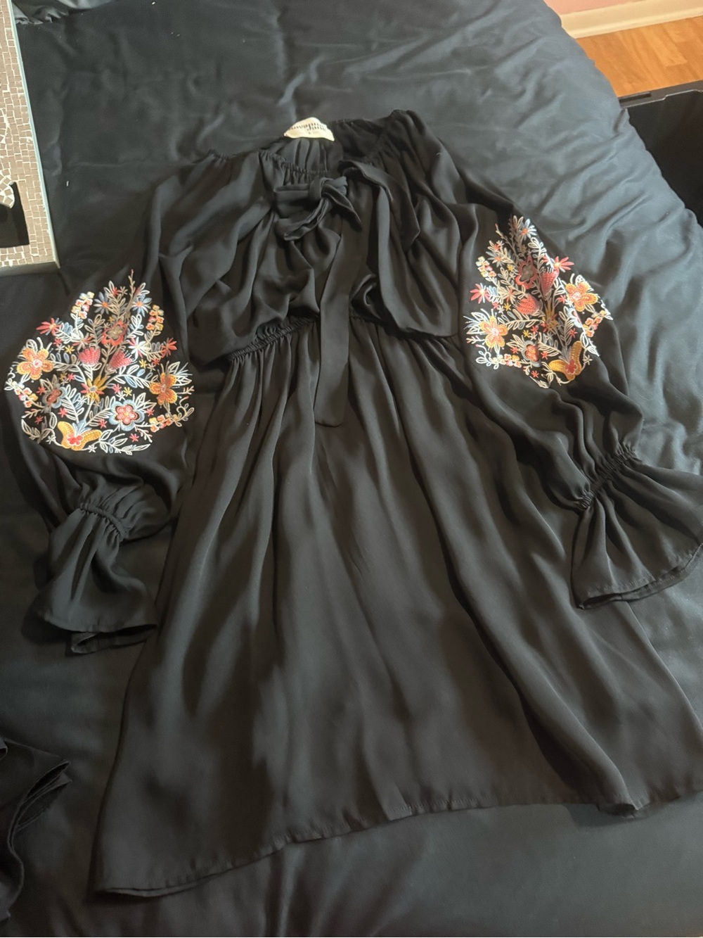 Savanna Jane Black Tie-Front Blouse